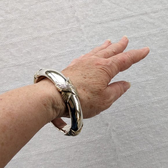 David Varsano 36g Big Electroform Bangle Bracelet, Sterling w Gold Vermeil - Picture 3 of 10